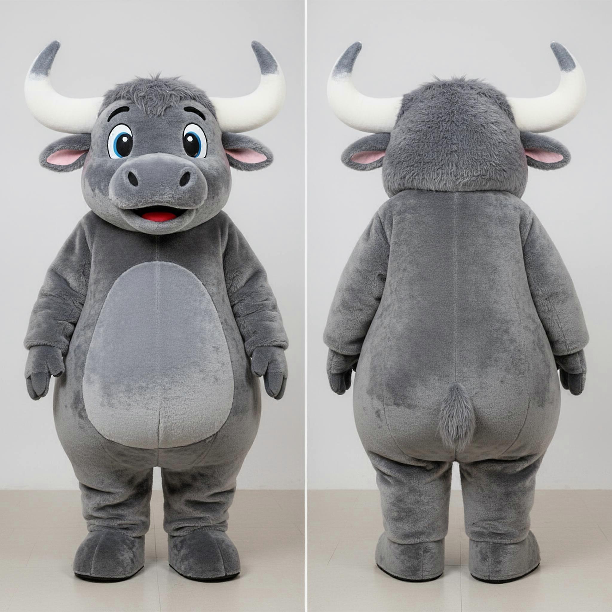 MASTICOT Velvety Gray Playful Yak Mascot