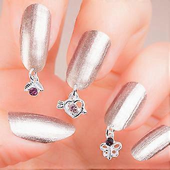Nail Dangle Charm Set with Nail Piercing Drill Assorted Color 24Pcs