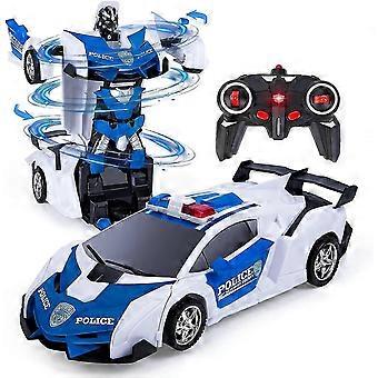 Transforming Toys Remote Control Transform Car 2 In 1 Remote Control Cars For Kids Boys Age 5-12, Deformation Robot Rc Police Car For Kids Boys Girls