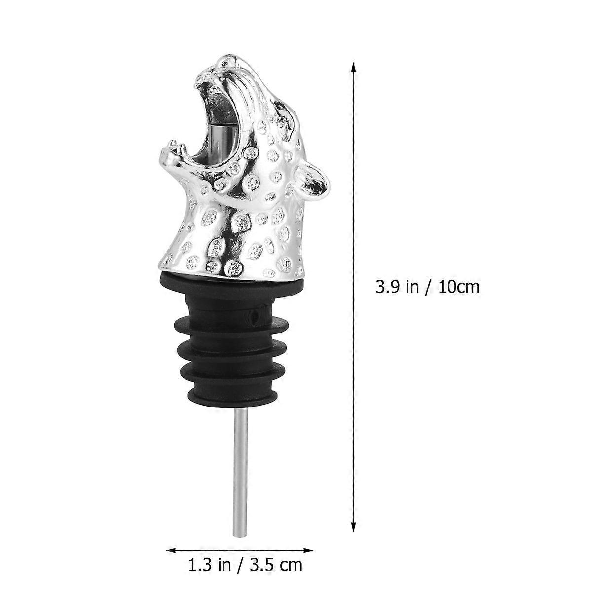 Leopard Head Shape Pourer Alloy Stoppers for Use Silver