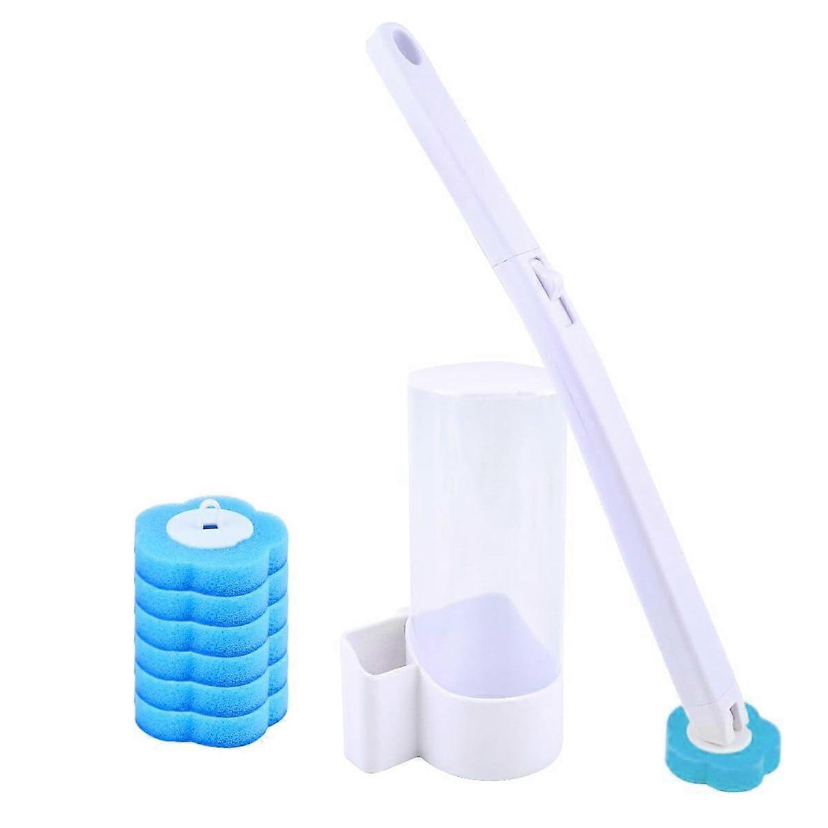 Disposable, Long-Handle, Wall-Mounted Toilet Brush Set