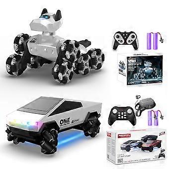 Remote Control Robot Dog and RC Stunt Car 2.4GHz Dual Play Combo, 8WD All Terrain 360° Rotating  Speed Toy