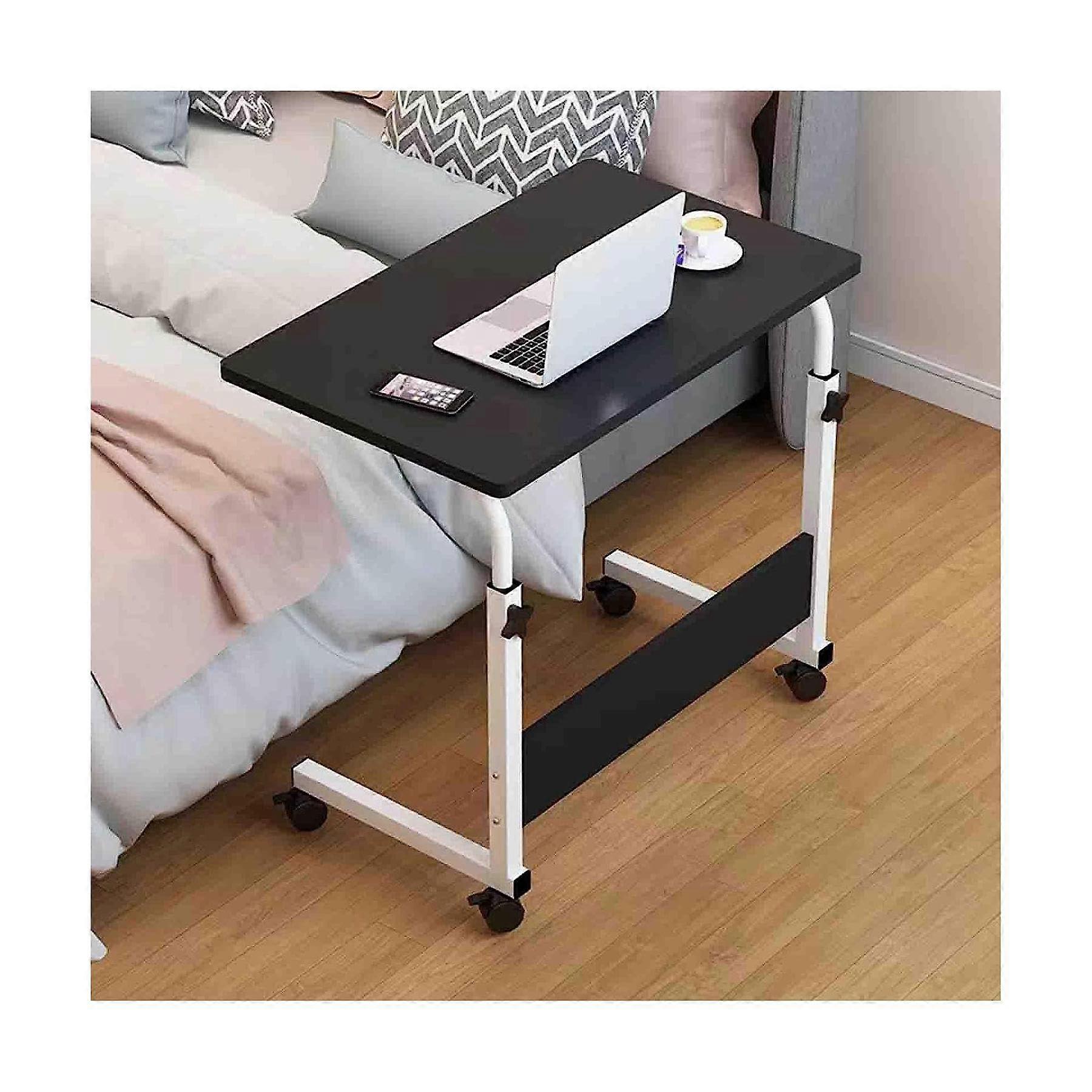 Overbed Table Height Adjustable C Shaped Laptop Desk with Lockable Wheels and Spacious Surface