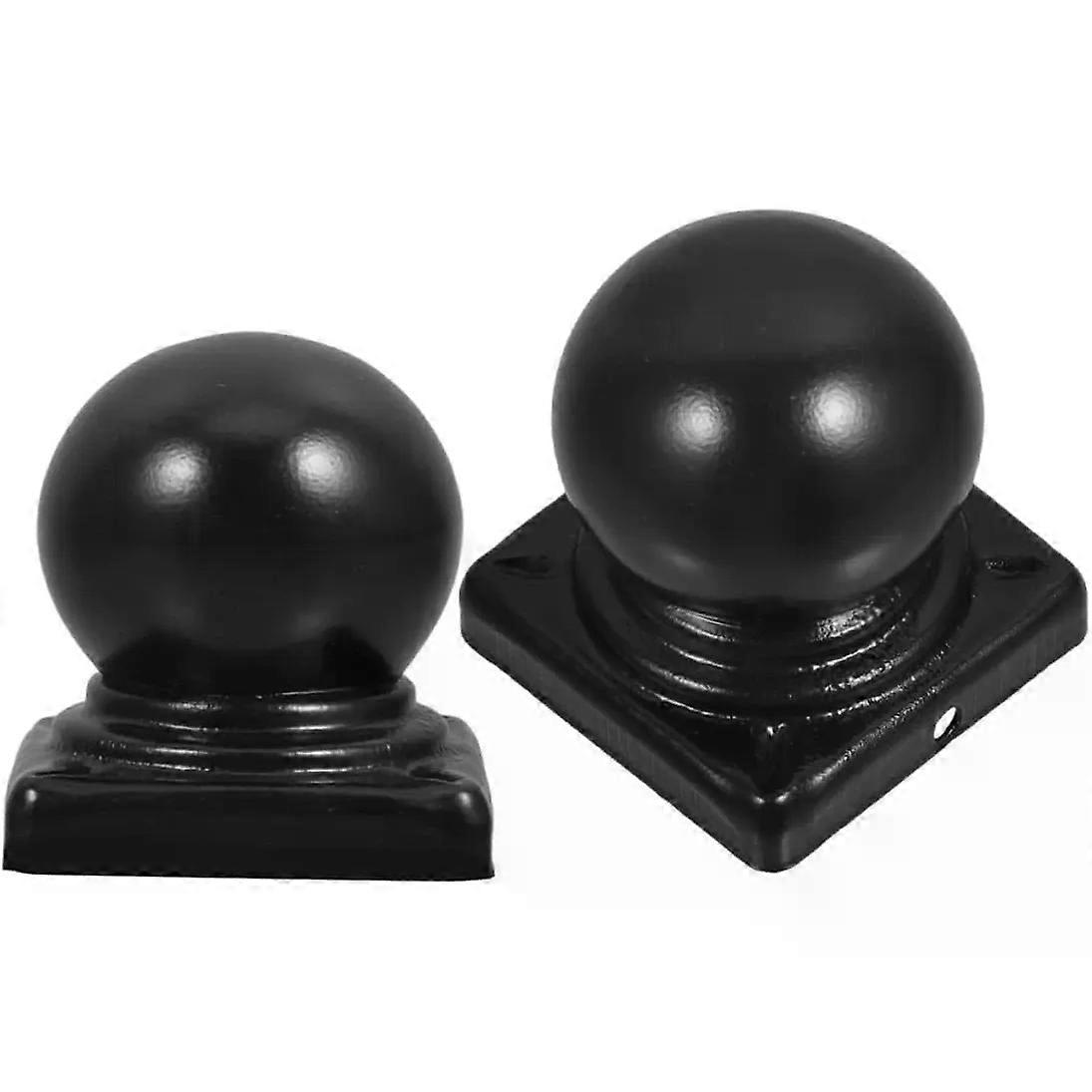 Black Iron Ball End Caps for 60mm Square Post, 2pcs