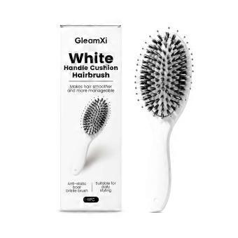 1PCLuxury Cushion Hair Brush with White Boar Bristles - Perfect Detangler for Smooth, Frizz-Free Hair