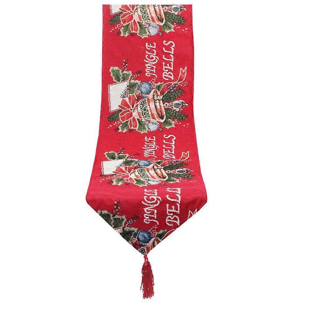 Christmas Tassel Table Runner Linen