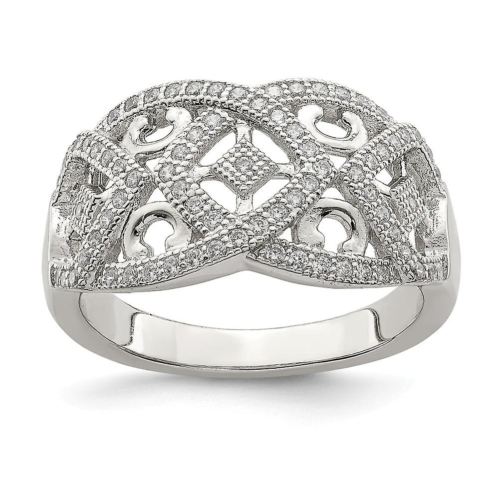 Pierścionek z mikro-brukiem ze srebra próby 925 z misternymi wzorami dla kobiet - Rozmiar pierścionka: 6 do 8