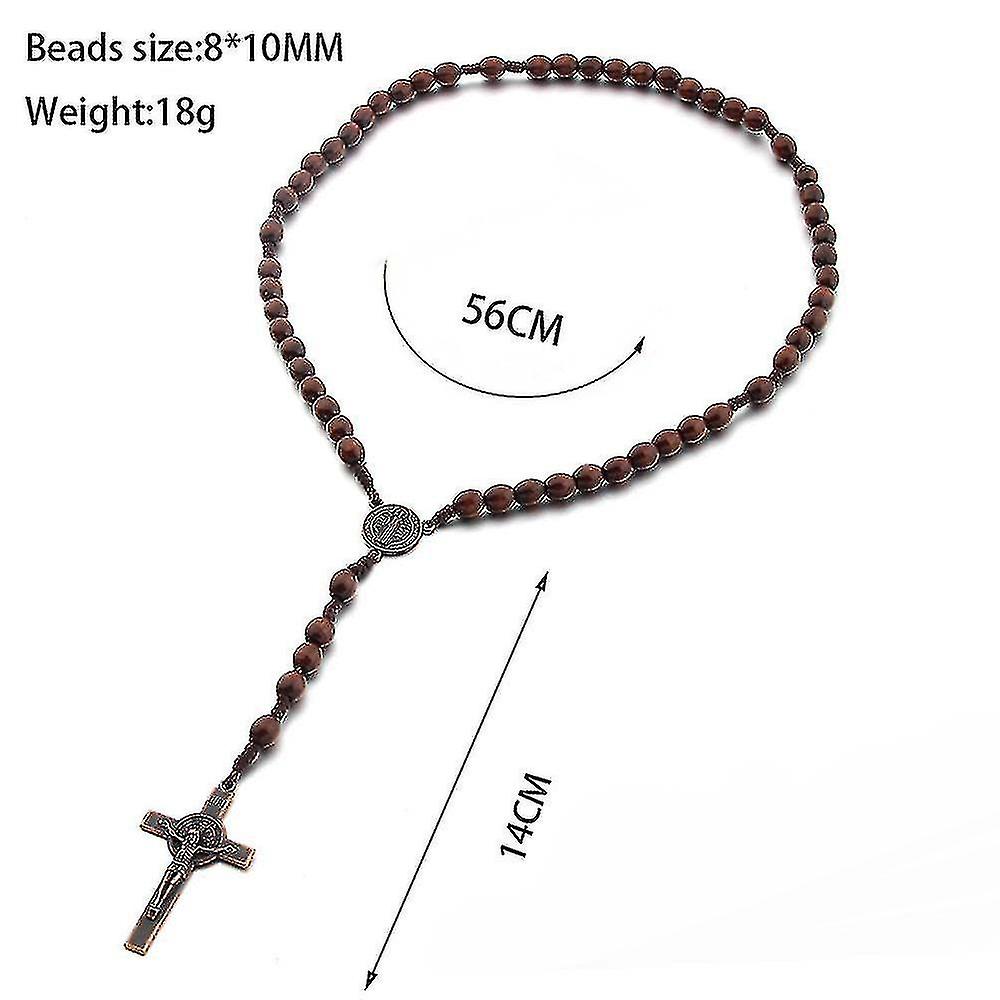 Chapelet En Bois Blanc Avec Croix - Longueur ~47,5 Cm - Pour Prière, Méditation, Occasions Religieuses - Unisexe - Cadeau Spiritualité