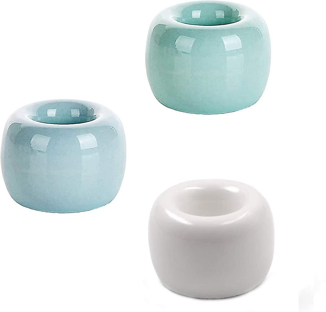 3 Pcs Mini Ceramic Toothbrush Holder Stand,pen Stand Rings