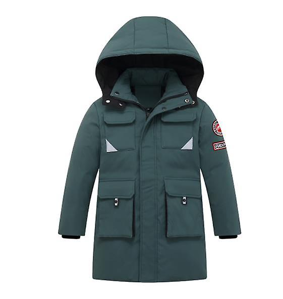 2022 سترة أسفل الأطفال الوافدين الجدد ، سترة دافئة سميكة متوسطة الطول لفتى الشتاء ، معطف فضفاض مقنع للمراهق