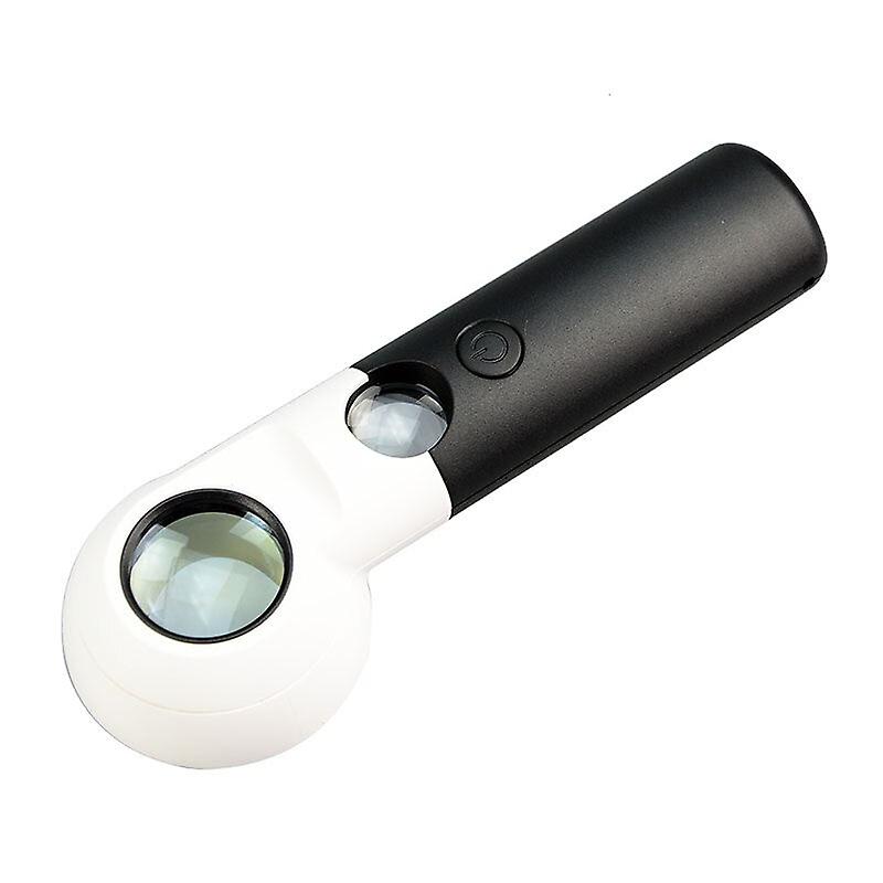 Led Lighted 10x 30x Hand Holding Magnifier High Double Magnification Magnifying Glass