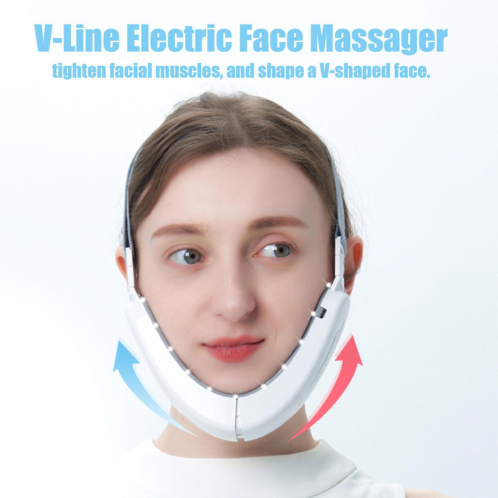 Double Chin Reducer, Electric V-face Shaping Massager Portable Intelligent Face Lifting Belt With Blue Light