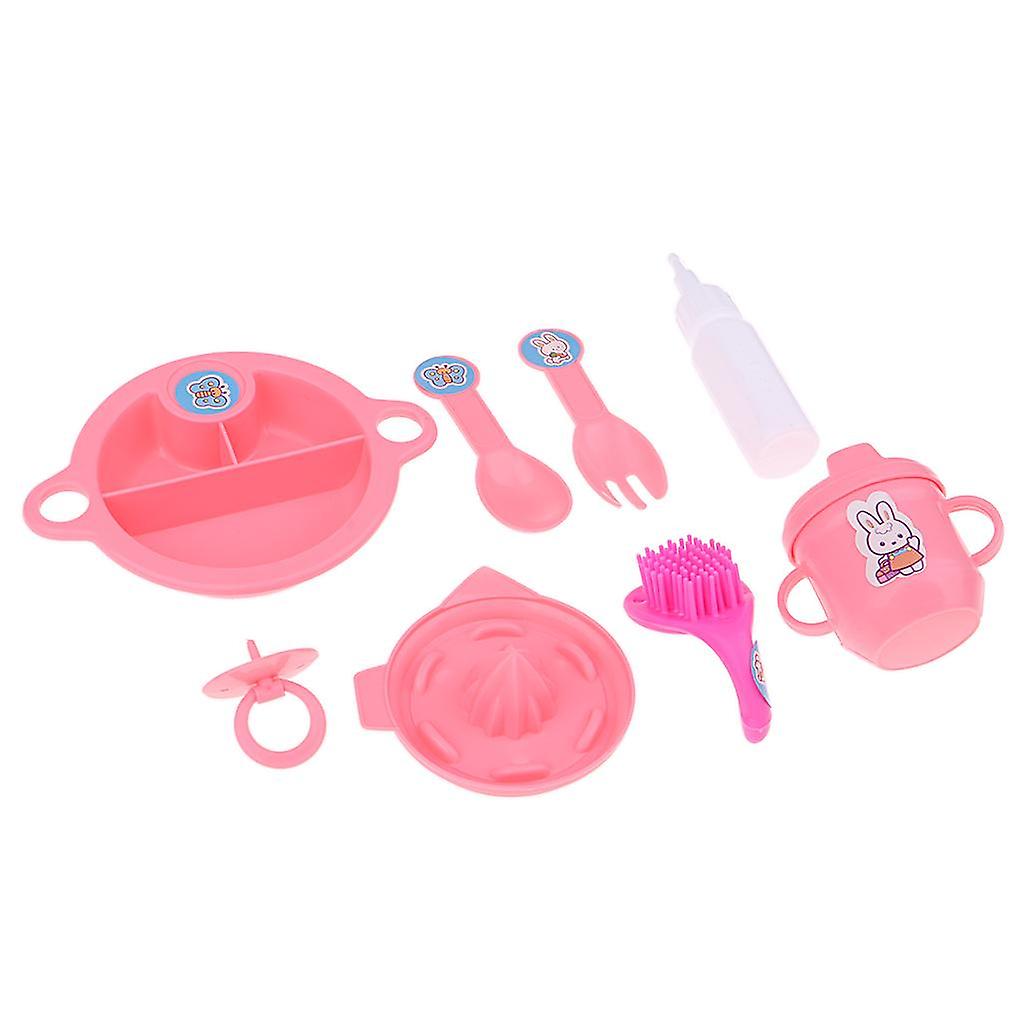 8pcs Plastic Simulation Cutlery Set Tableware Model For Girl Doll Accessory