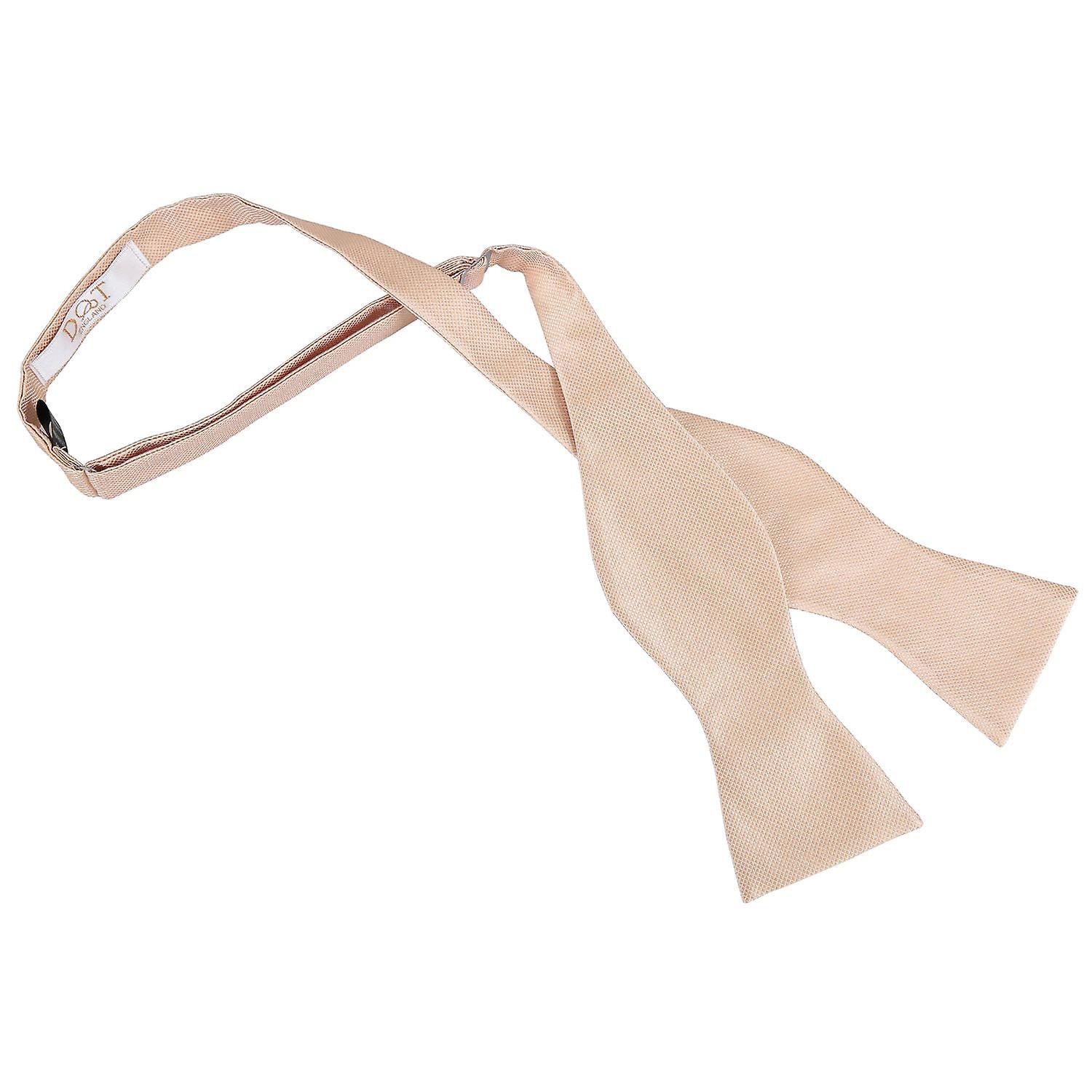 Champagne Solid Check Self-Tie Bow Tie