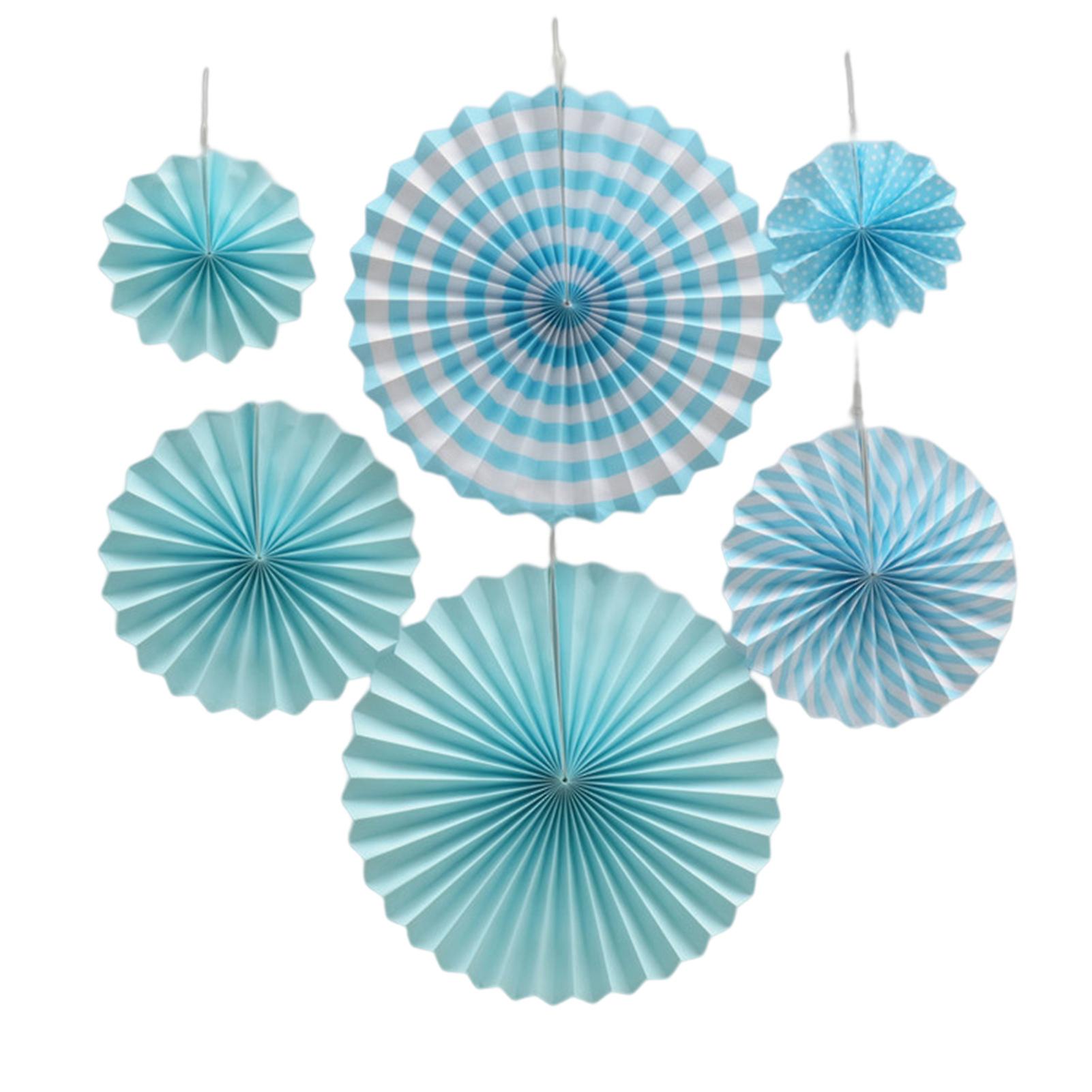 Blue Paper Fan Flower Set Easy To Assemble And Reuse Ornament For Boy Shower Graduation Bachelorette