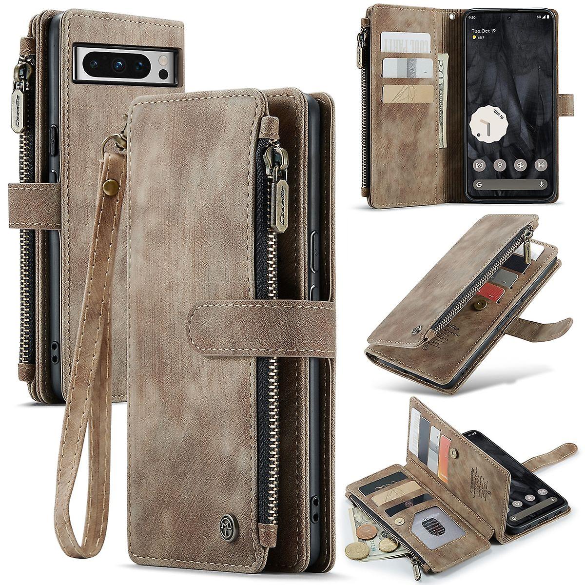 For Google Pixel 8 Pro CaseMe Phone Case Faux Leather Case Case Brown