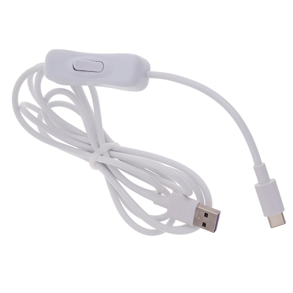 USB-C Cable with Switch White Data Cable for Quick Charging, Data Transfer, Hard Drives, Hubs, Smartphones and Tablets