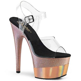 Pleaser Women's Shoes Adore-708-2hgm Clr/rose Gold Glitter Hologram