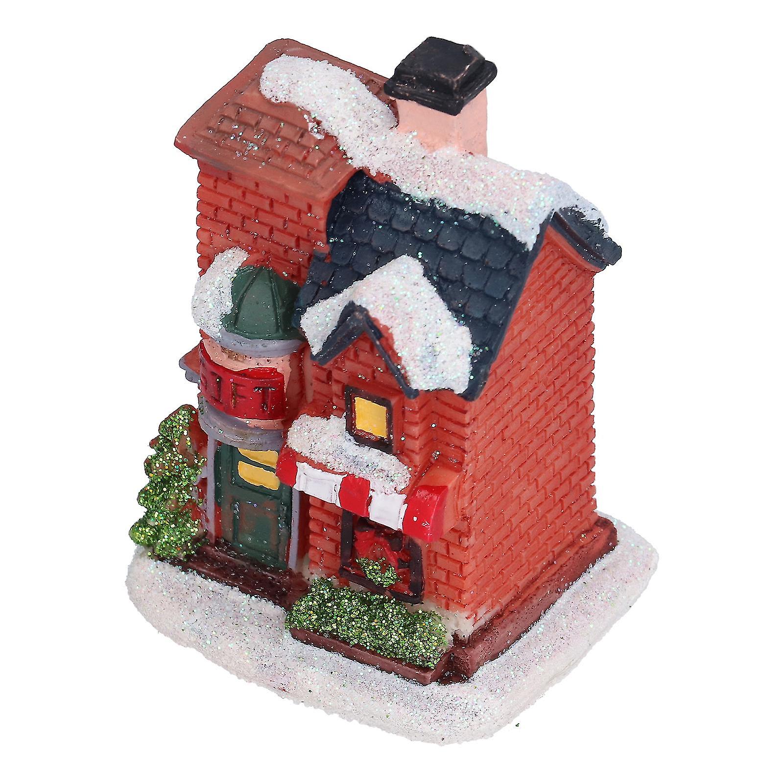 Christmas Resin House LED Warm Light Micro Landscape Resin House Decoration Christmas Gift