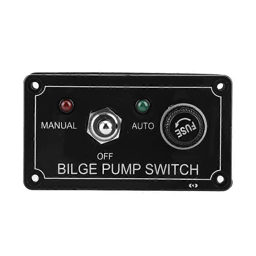12V DC LED Bilge Pump Switch Panel S3653, 90x50mm, Black, 5A