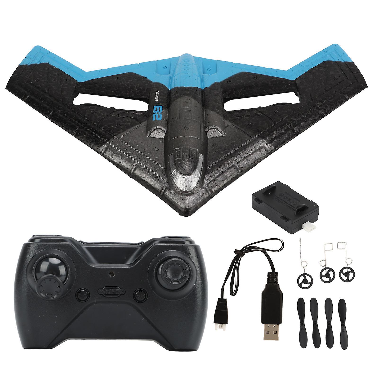 2.4Ghz RC glider airplane model, collision resistance, remote control airplane toy for children, blue, 2 batteries.