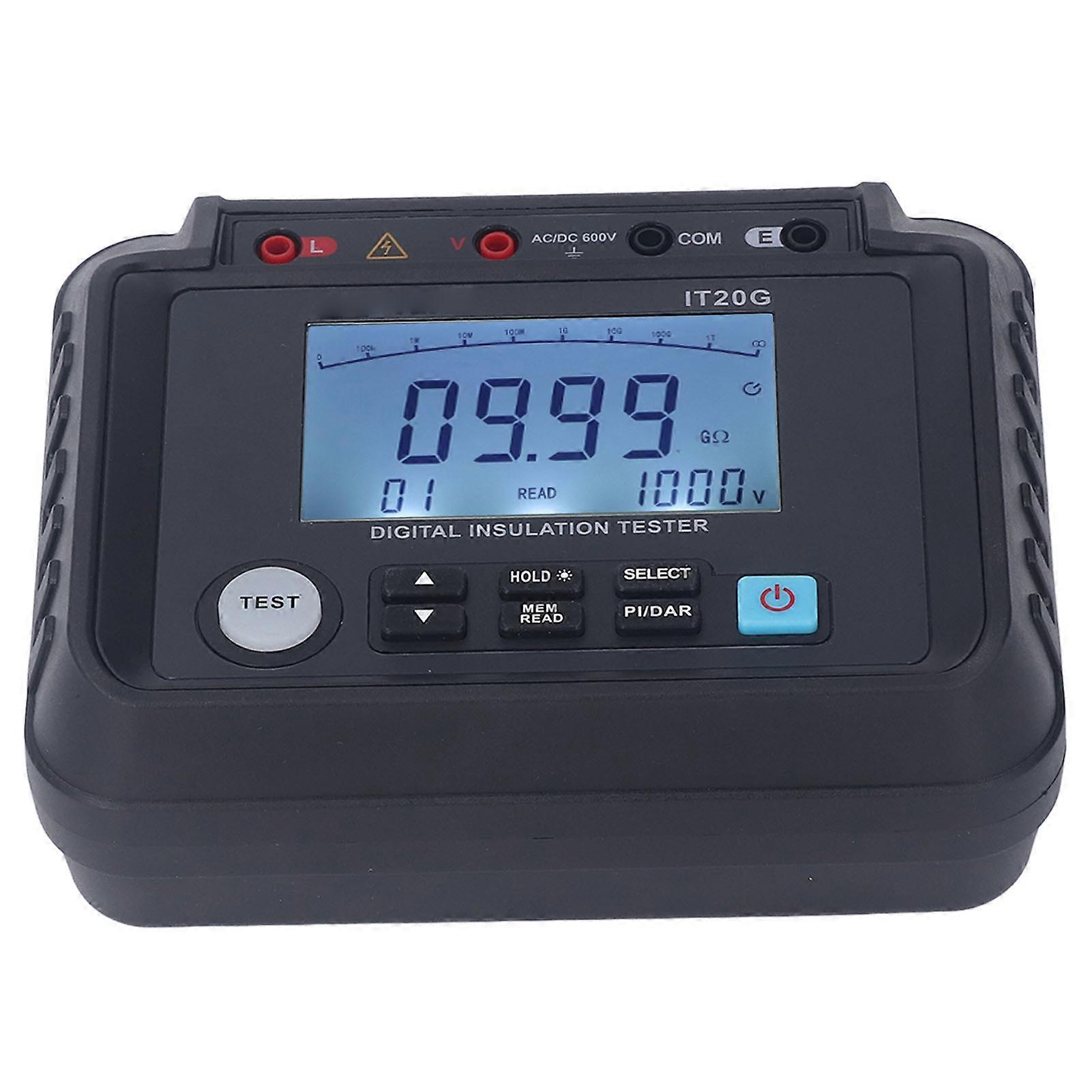 Resistance Tester Meter Accurate Quick Response 20GΩ Digital Ground Electrical Megohmmeter 1000V