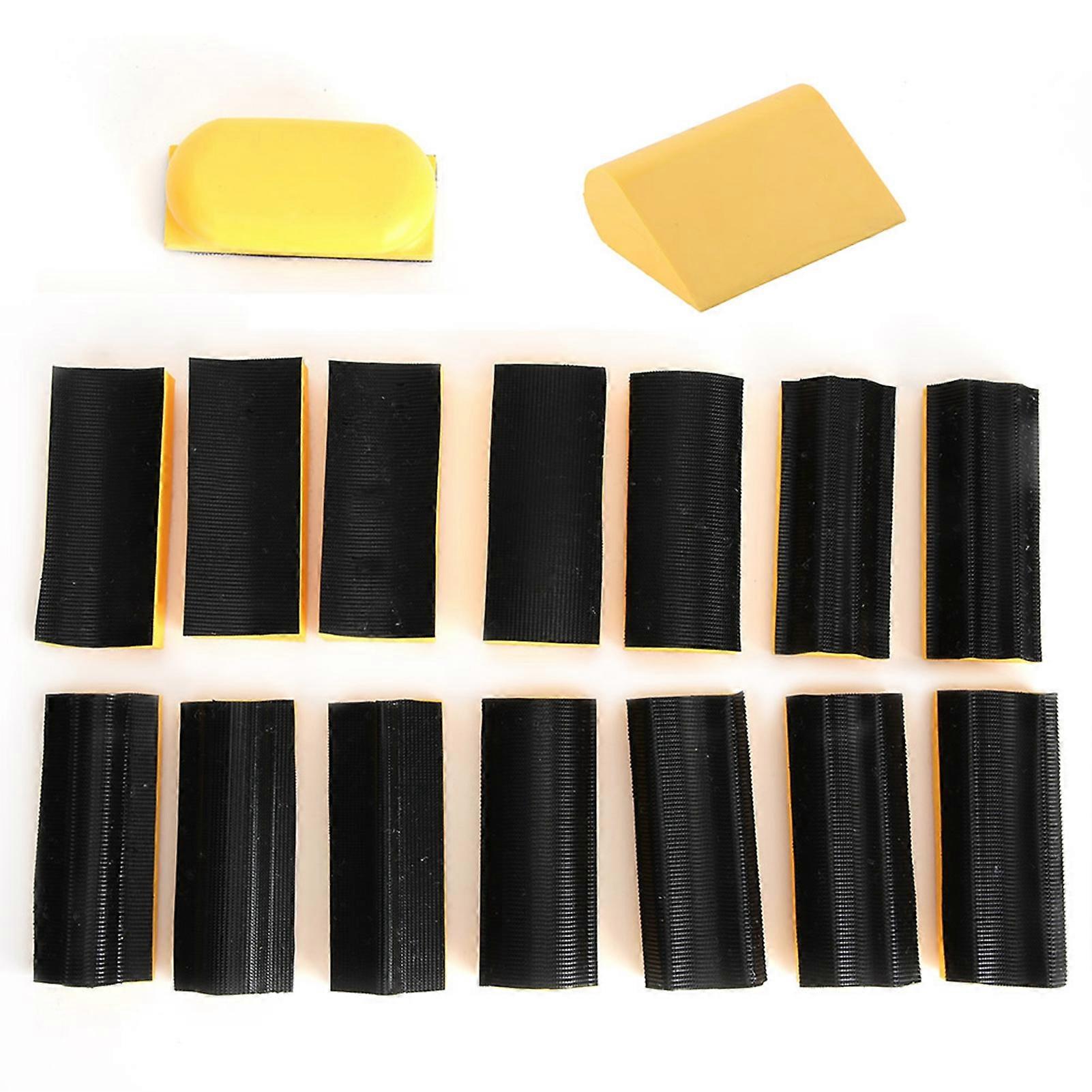 16 Pcs Hand Sanding Block Abrasive Sander Pad Base for Hook and Loop Sanding Paper