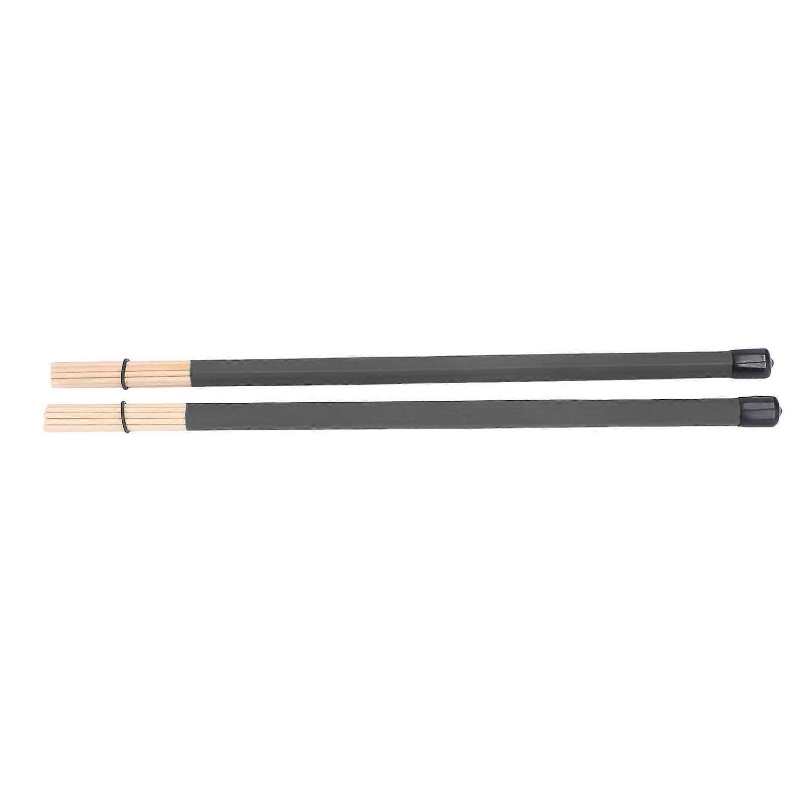 2Pcs Bamboo Drum Brush Stick Mallet Set Black Percussion Kit