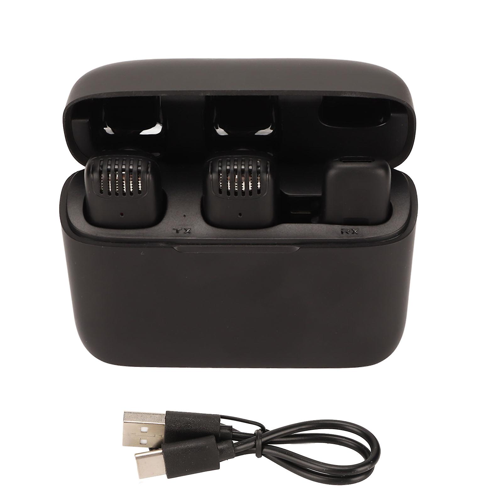 Wireless Lavalier Microphone Noise Reduction HiFi Plug and Play Lapel Mic with Charging Case for IOS Live Streaming