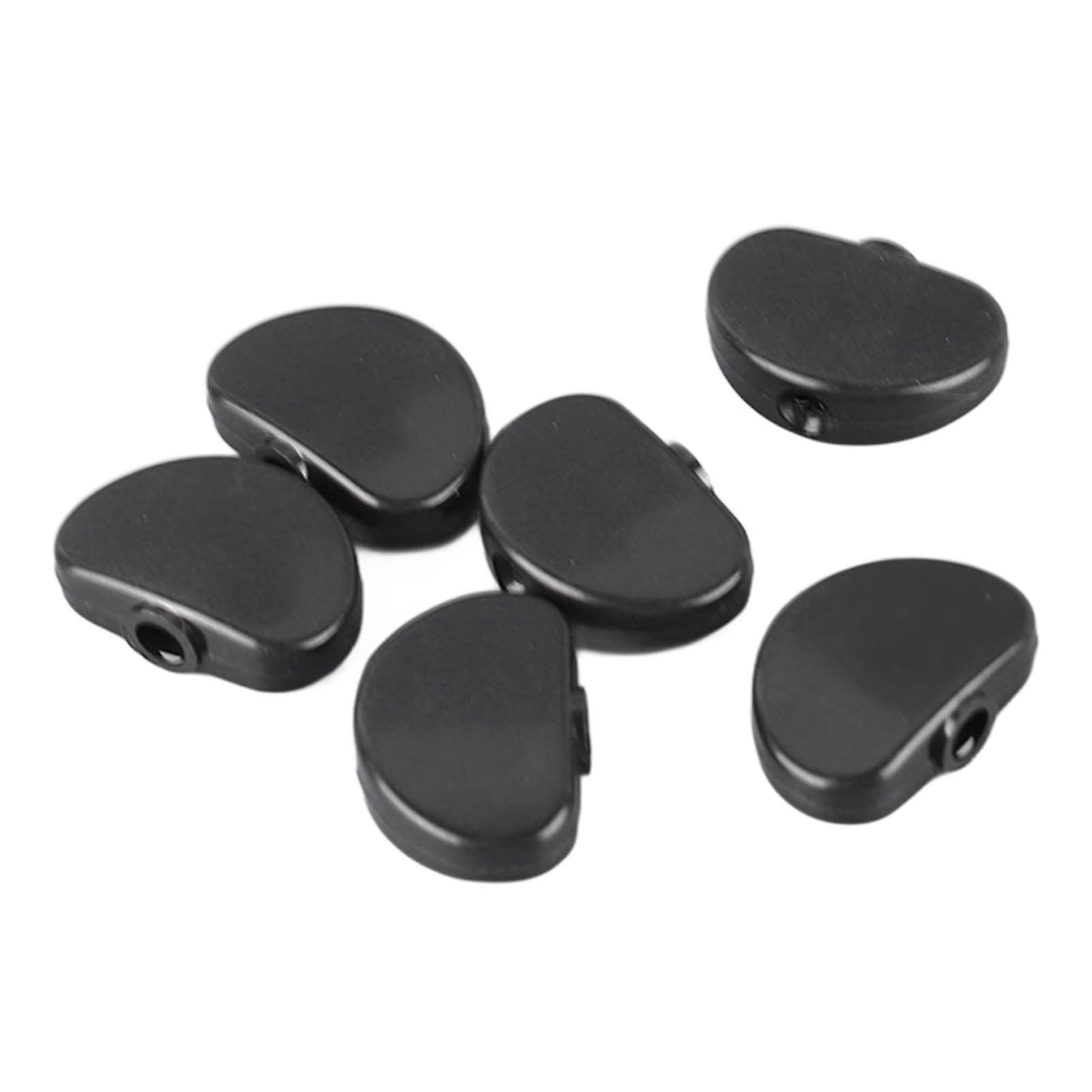 6 Pcs Black Plastic Guitar Machine Head Button Half Round Grip