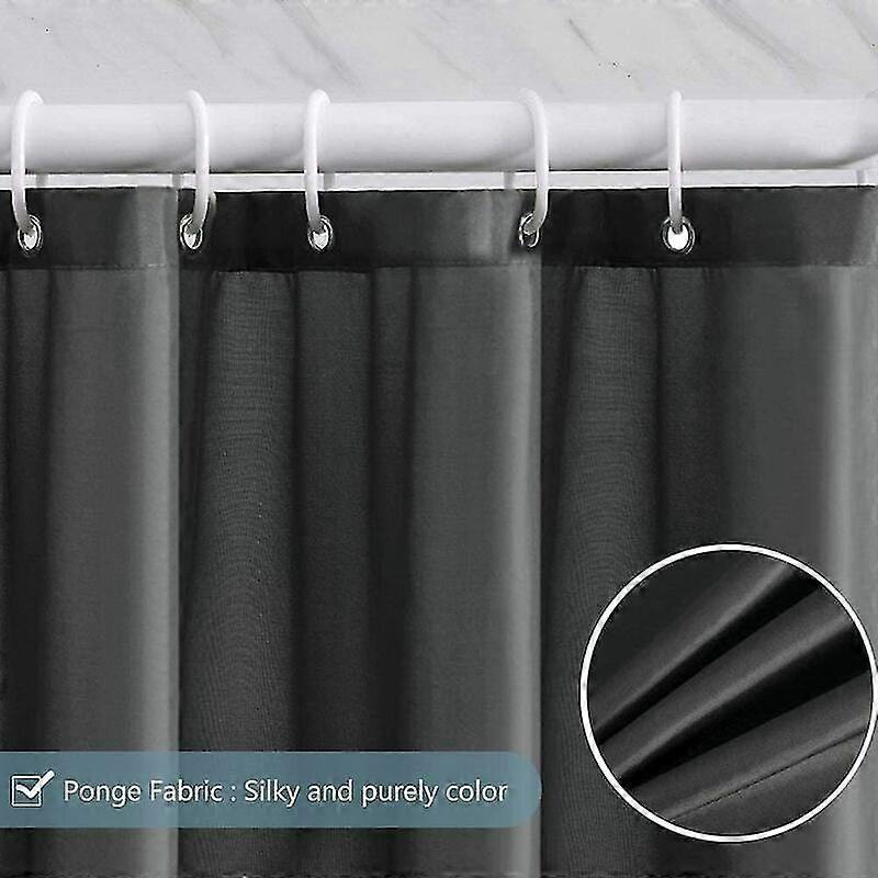 Shower Curtain 240x200 Cm, With 16 Hooks, Extra Wide, Weighted, Mildew Resistant, Dark Grey, Waterpr