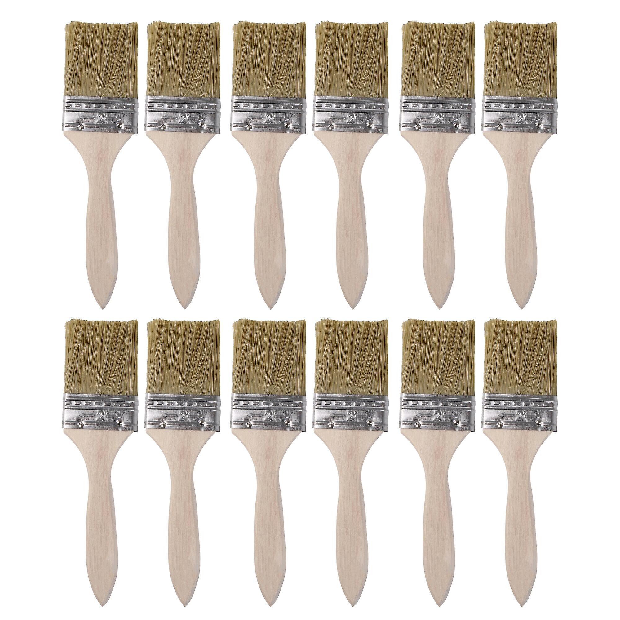 12 Pcs Wooden Thick Handle Brush for Window Frames and Sills 2 Inch Kit