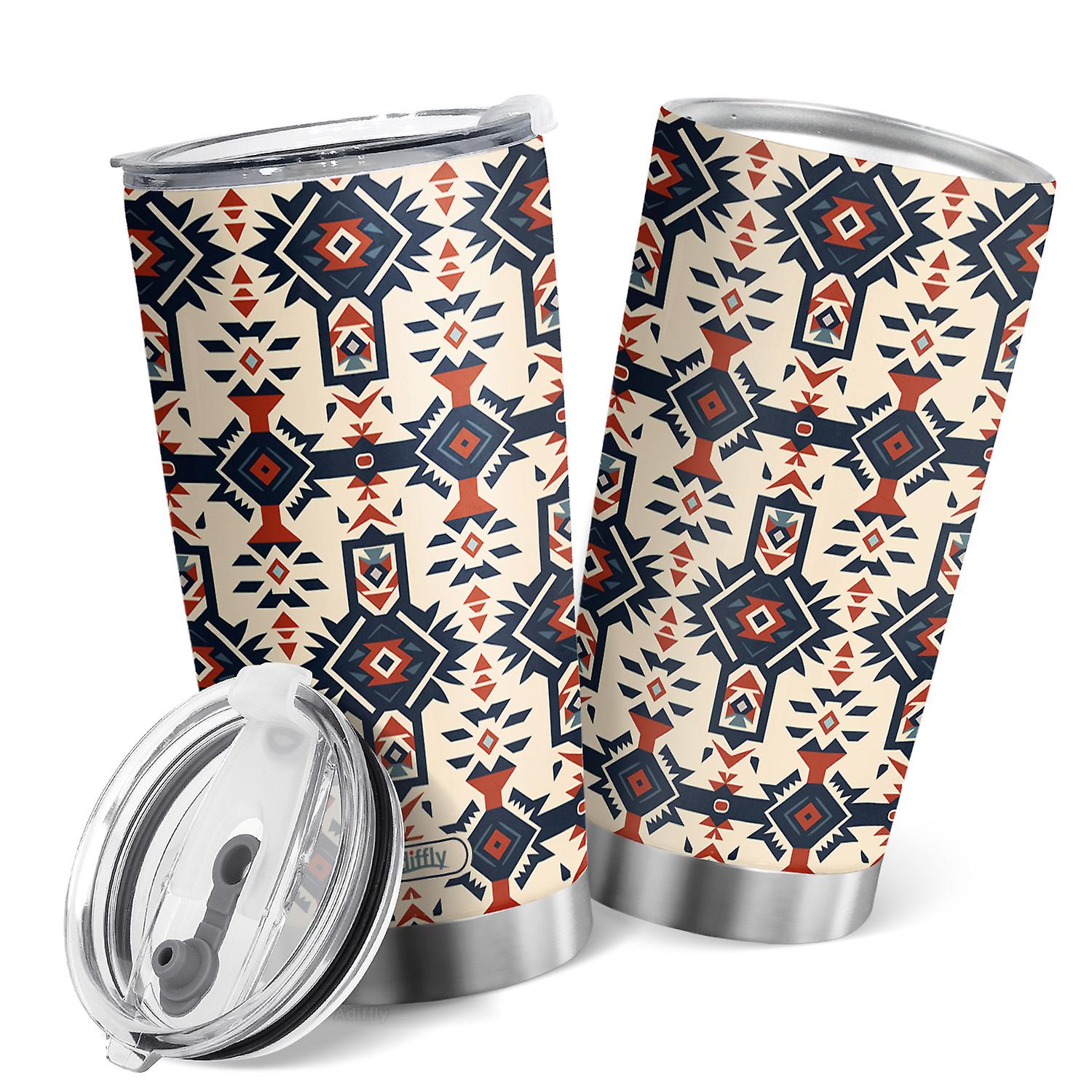 Oasisdream Bohemian Style Tumbler 20oz dobbeltvæg rejsekop i rustfrit stål med låg