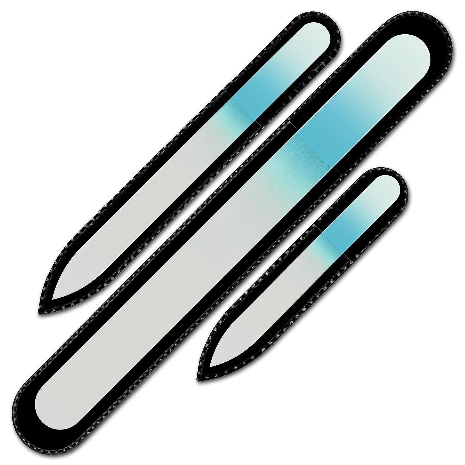Set of 3 Rainbow Crystal Nail Files, Hand made of Czech tempered glass R-BMS4 - White Sky