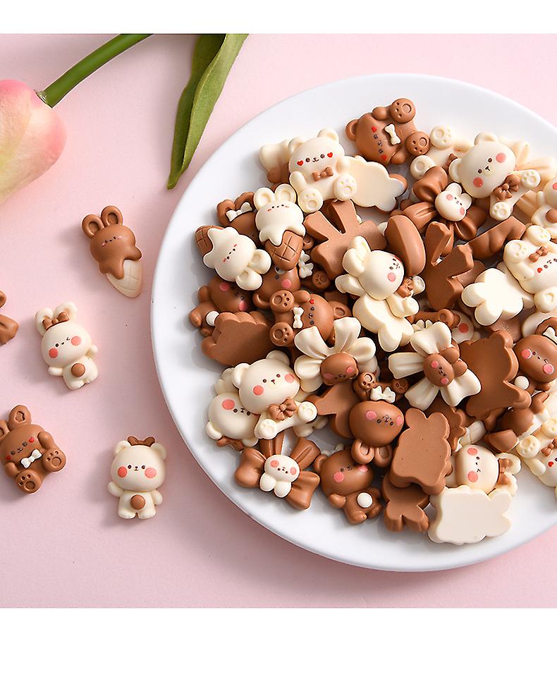 50 قطع لطيف البسيطة الكرتون الحيوان الدب الراتنج تمثال الحرف Flatback زخرفة مجوهرات صنع نظارات الشعر المنمنمات الملحقات