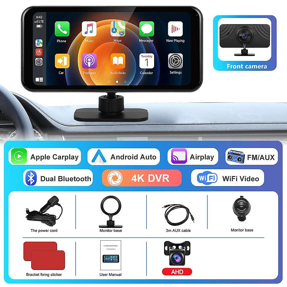Car Dvr 4k Front Camera Support Front And Rear Dual Dvr Wireless Carplay Android Auto Dash Cam Dashboard Recorder
