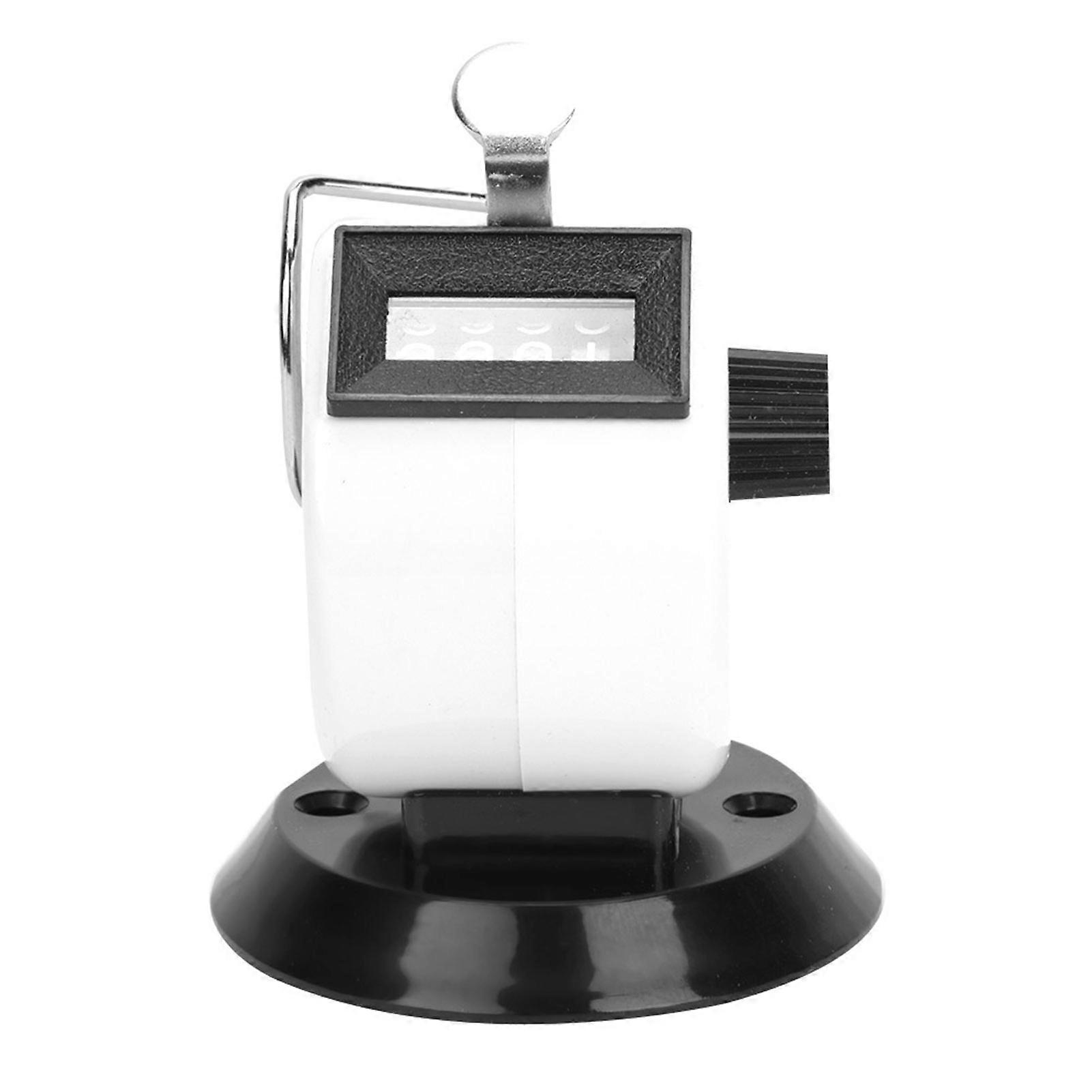 BERM Hand Tally Counter 4-Digits ABS Plastic Shell Mechanical Handheld Counting Tool with Hook BaseWhite