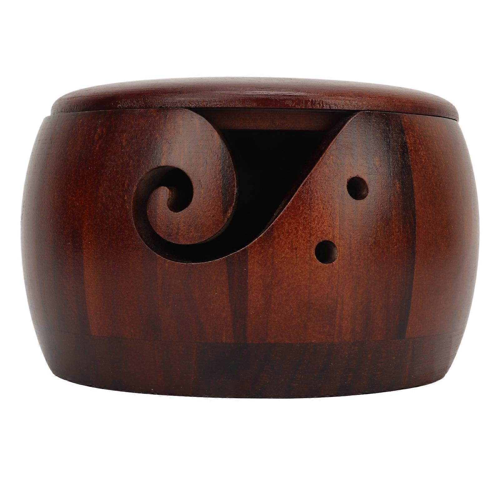 وعاء الغزل تجانس قوي الخشب اليد منحوتة دوامة توفير الفضاء المحمولة الغزل تخزين السلطانية لحياكة DIY الحياكة