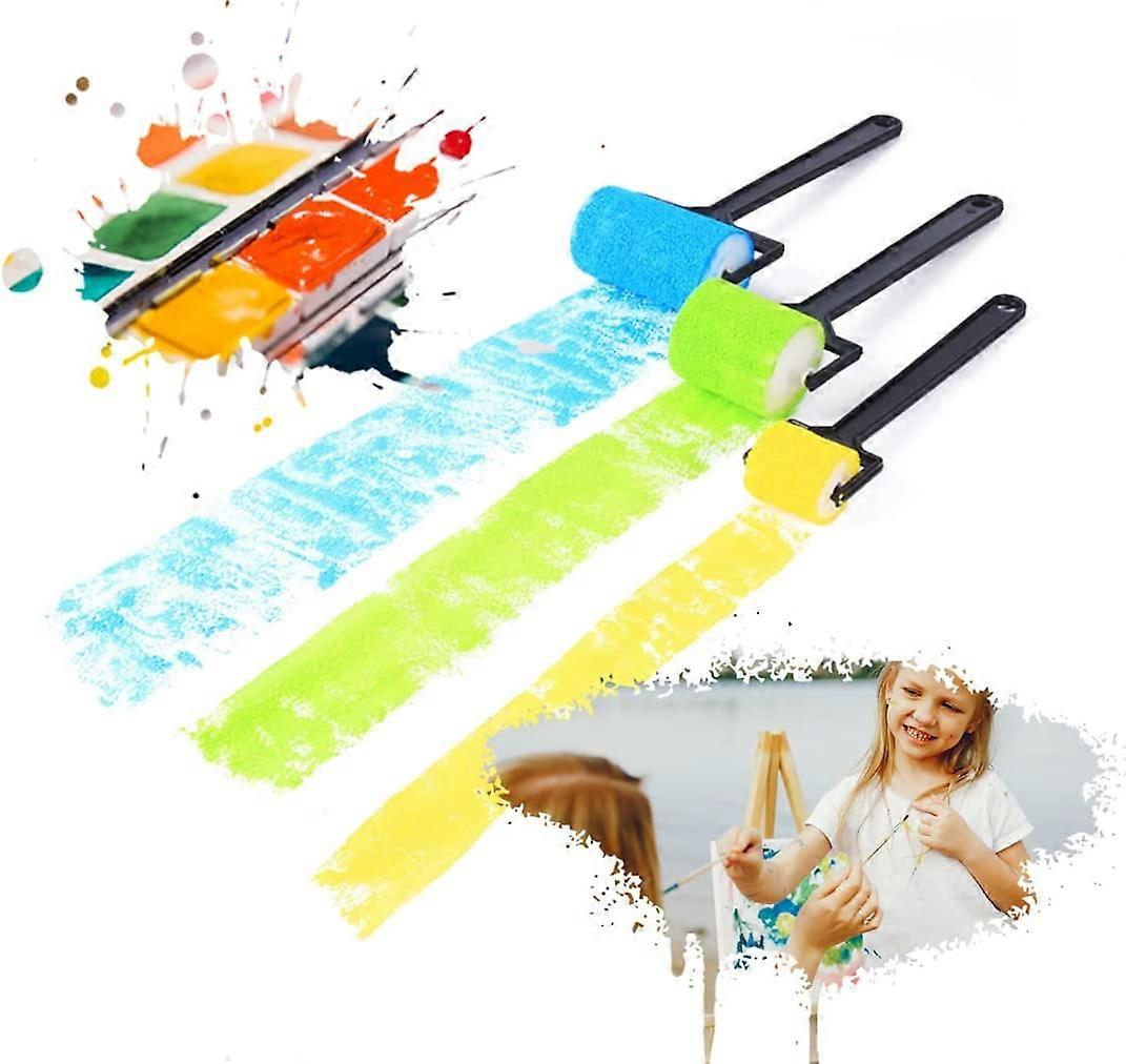 Set of 3 children's sponge rollers with long handle