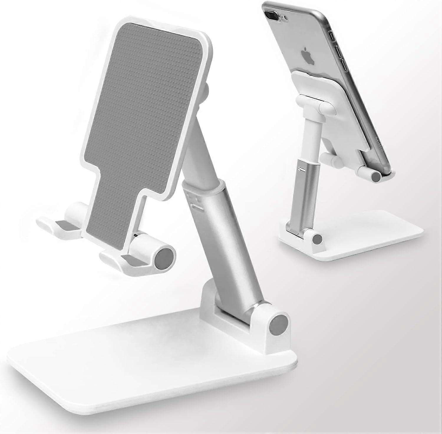 Adjustable angle height desktop iPhone stand, foldable desktop phone stand (white)