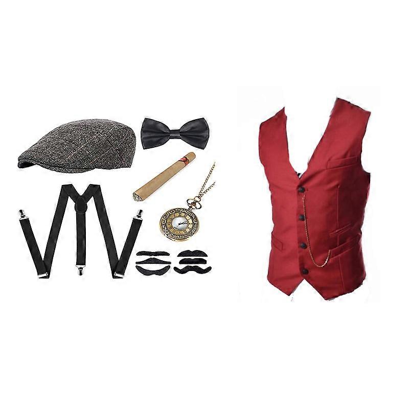 Miesten gangsteriasu ja asusteet setti steampunk vyötärötakki Peaky Blinders liivi taskukello 1920-luvun miehet Gatsby Cosplay asu