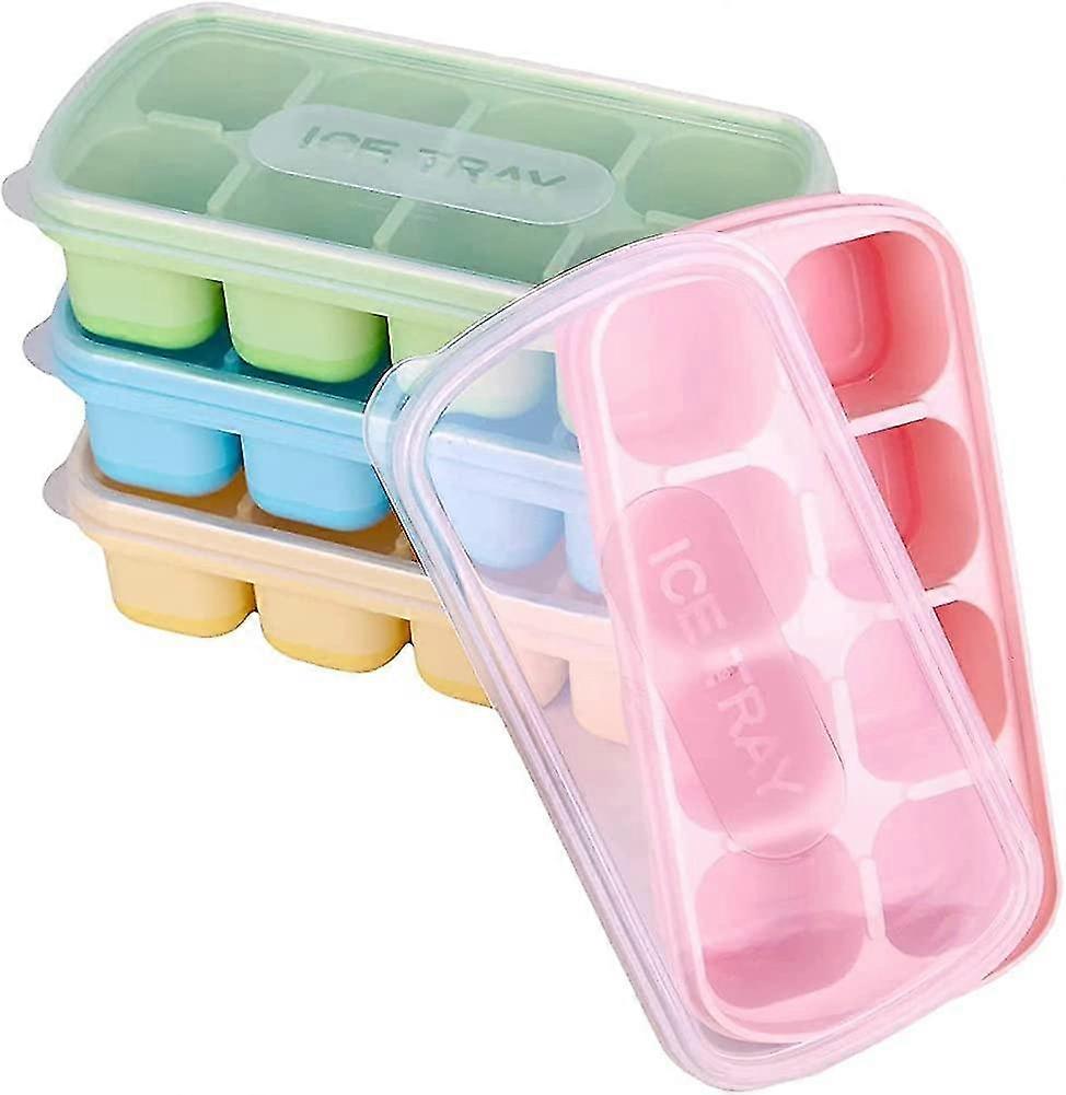 4 Pcs Ice Cube Tray, Easy Release Silicone Ice Molds With Removable Lids, Perfect