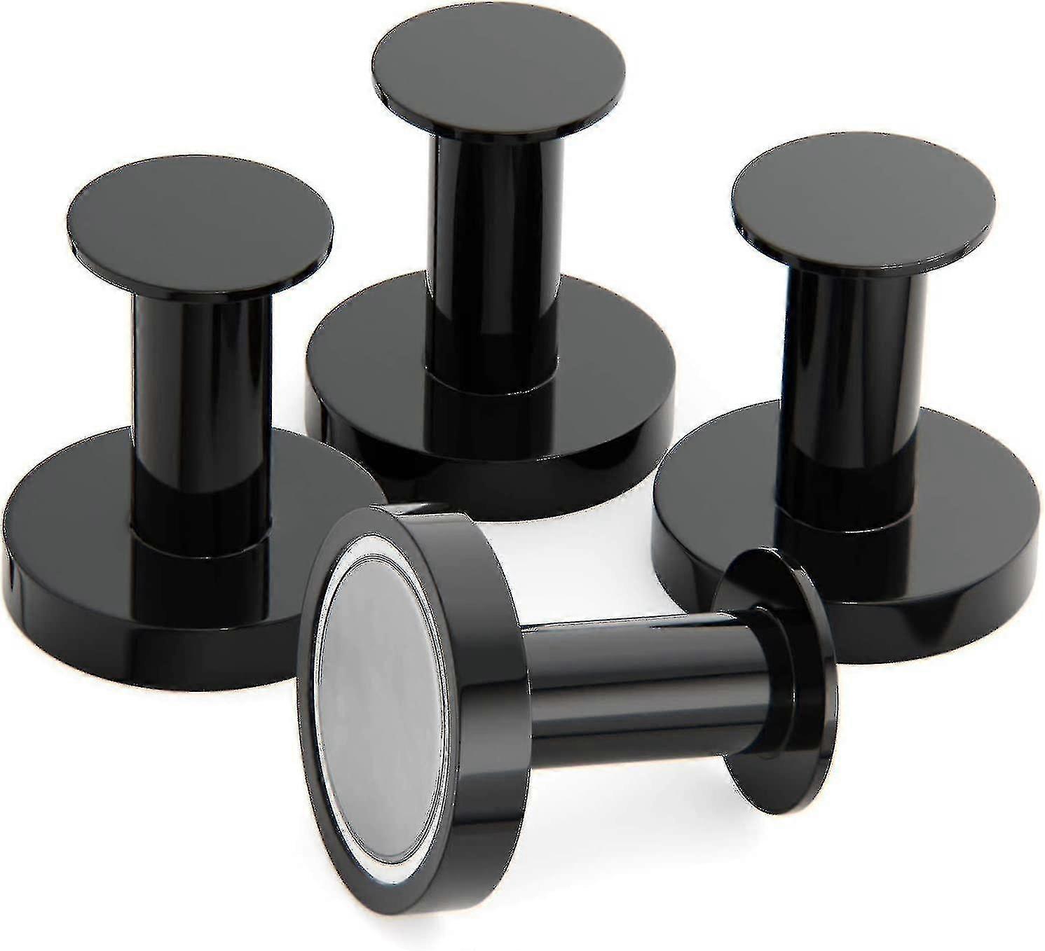 Strong Magnetic Hooks For Hanging Coats And Bags. Set Of 4 Black Magnet Hooks Heavy Duty Magnets, Neodymium 52 Rare Earth Magnets.di Man Jia Push Pin