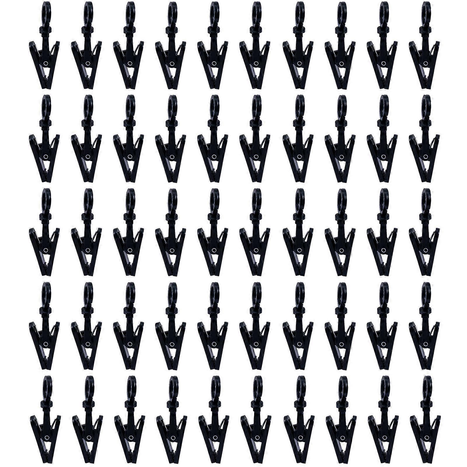 50Pcs Rotatable Plastic Hooks Multifunctional Swivel Curtain Clips Coat Hooks