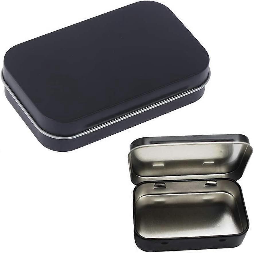 3Pcs Black Rectangular Empty Hinged Tins Box Containers for First Aid Kit,Storage,Pills,Crafts and More