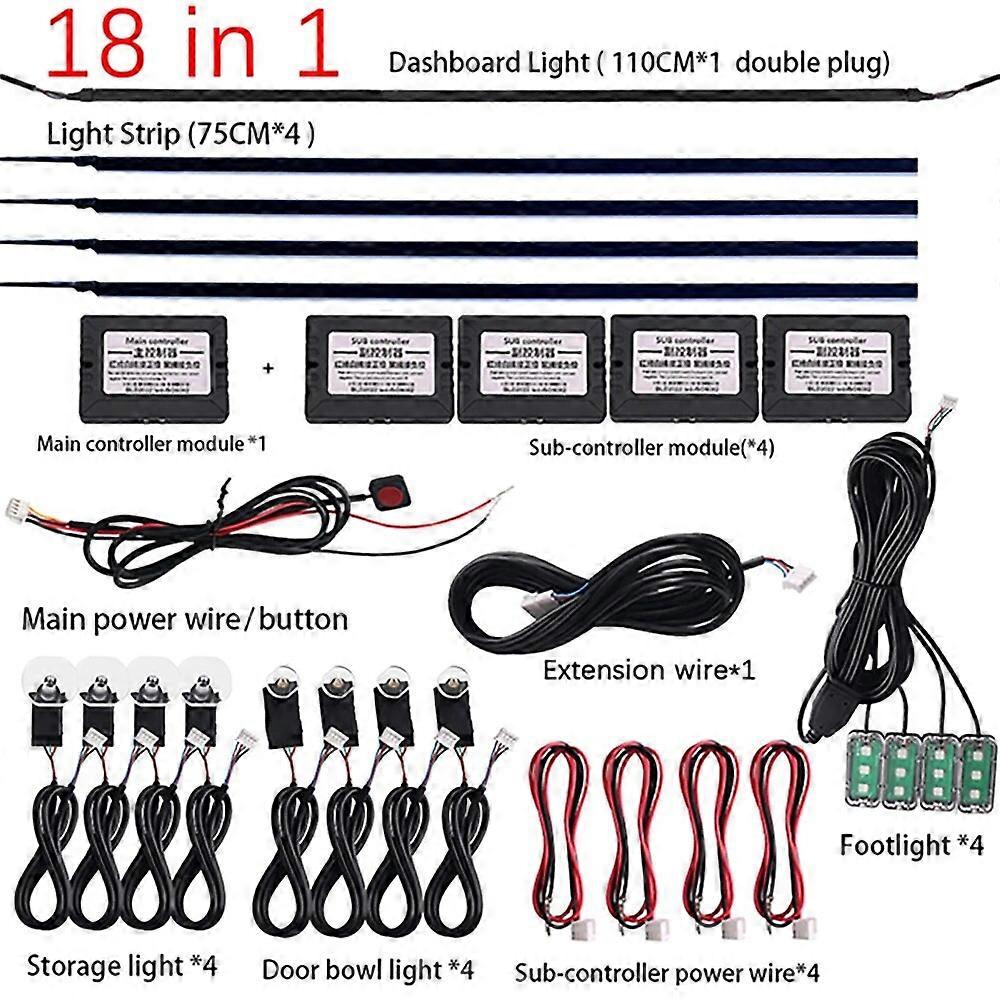 12V Ambient Light For Car Interior Dashboard Door Footwell Decoration LED Strip Lights RGB bluetooth App Control Atmosphere Lamp