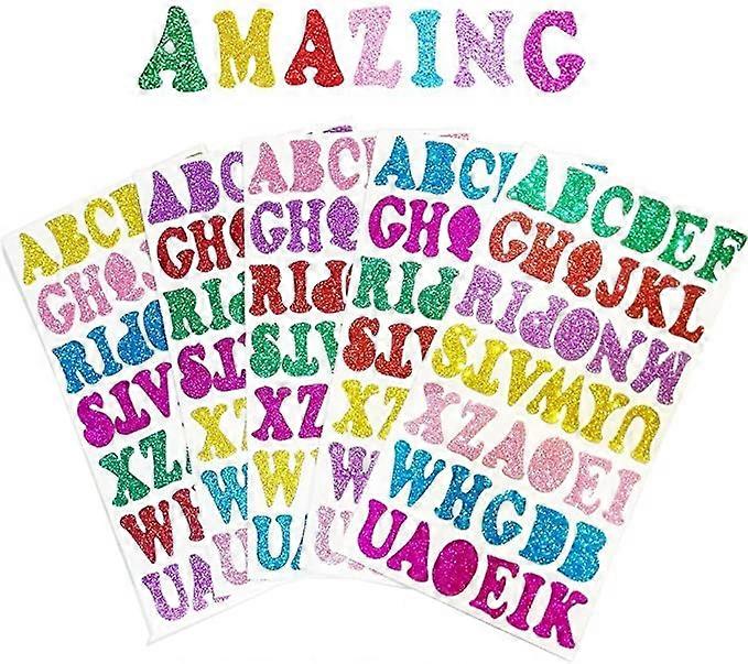 5 Sheets Colorful Glittery Foam Self Adhesive Letters Stickers,Foam Letter Stickers Alphabet for Kid's Arts Craft Supplies Greeting Cards Scrap Books