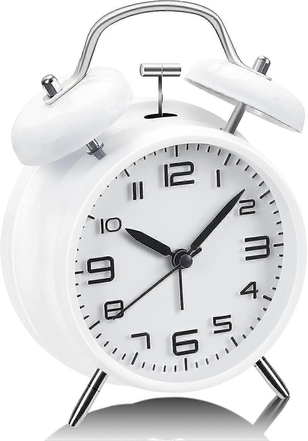 Alarm Clock, Analog Alarm Clock, 4 Inches Twin Bell Alarm Clock With Stereoscopic Dial, Easy Set And Night Light Function, Battery Operated Loud Alarm
