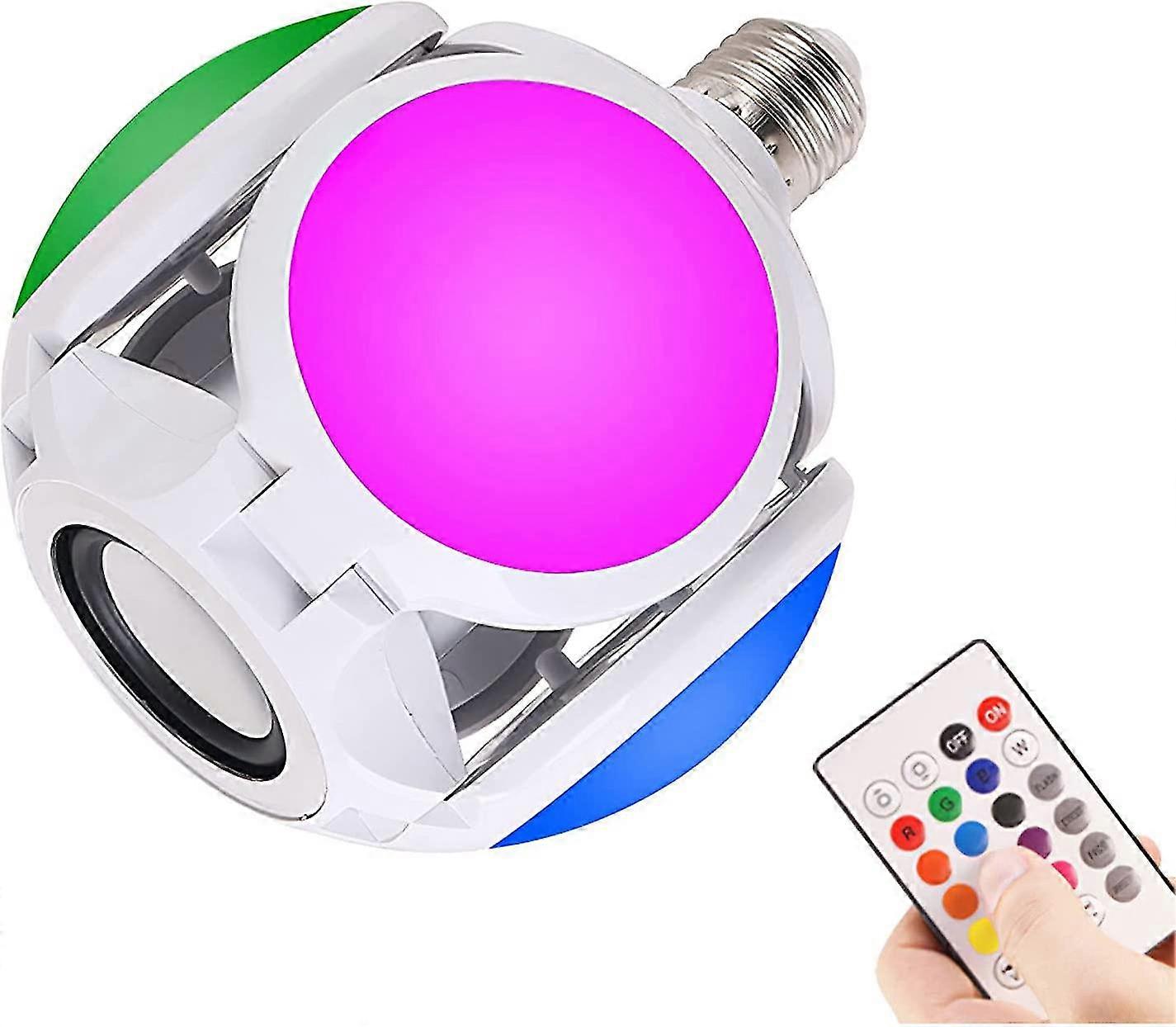 E27 أضعاف لمبة إضاءة LED ، ضوء كرة قدم دائري 40 واط مع موسيقى بلوتوث ، أضواء ملونة مع جهاز تحكم عن بعد