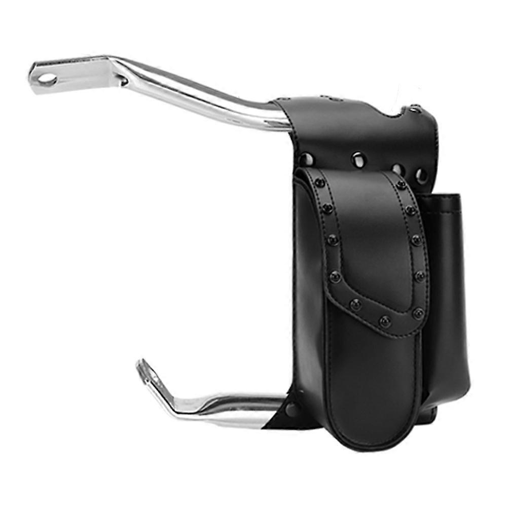 Motorcycle Saddle Bag Leather Crash Bar Saddlebag Guard Bag Waterproof Water Bottle Holder For Road King For Electra Glide
